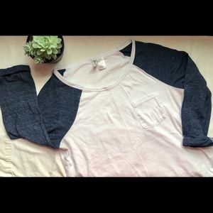 H&M Navy White 3/4 length Sleeve